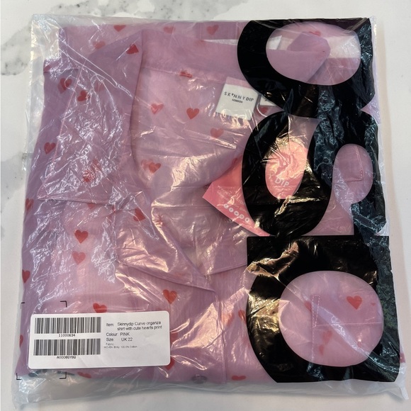 ASOS Curve Skinny Dip Organza Shirt w/ Cute Heart Print US 18 / UK 22 - Picture 6 of 9